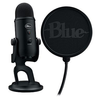 Blue Microphones Yeti Game Streaming Kit Blackout Microphone à 3 capsules électrostatiques - directivité multiple - USB - sortie casque - pour enregistrement, streaming, podcast, gaming - compatible PC et MAC + Filtre antipop
