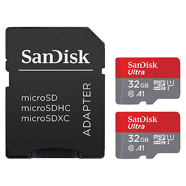 SanDisk Ultra microSDHC 32 GB (x2) + Adaptador SD (SDSQUA4-032G-GN6MT)