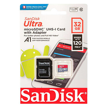 Avis SanDisk Ultra microSDHC 32 Go + Adaptateur SD (SDSQUA4-032G-GN6MA)