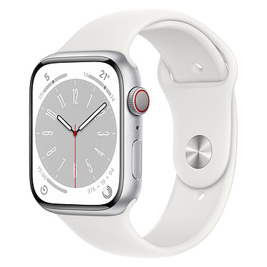 Apple Watch Series 8 GPS + Celular Banda deportiva de aluminio blanco 45 mm