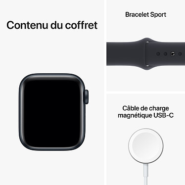 Apple Watch SE GPS (2022) Midnight Aluminium Bracelet Sport Midnight 40 mm pas cher
