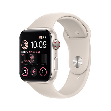 Apple Watch SE GPS + Cellular (2022) Pulsera deportiva de aluminio Starlight 44 mm