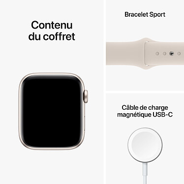 Apple Watch SE GPS + Cellular (2022) Starlight Aluminium Bracelet Sport Starlight 44 mm pas cher