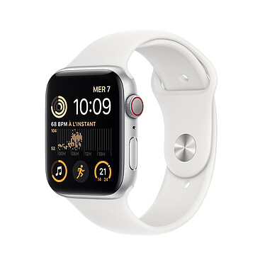 Apple Watch SE GPS + Cellular (2022) Silver Aluminium Bracelet Sport White 44 mm