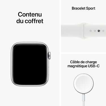 Apple Watch SE GPS + Cellular (2022) Silver Aluminium Bracelet Sport White 44 mm pas cher