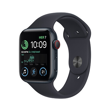 Apple Watch SE GPS + Cellular (2022) Midnight Aluminium Bracelet Sport Midnight 44 mm Montre connectée 4G - Aluminium - Étanche - GPS - Cardiofréquencemètre - Écran Retina - Wi-Fi 2.4 GHz / Bluetooth - watchOS 9 - Bracelet 44 mm
