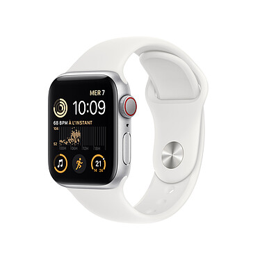Apple Watch SE GPS + Cellular (2022) Muñequera deportiva de aluminio plateada de 40 mm
