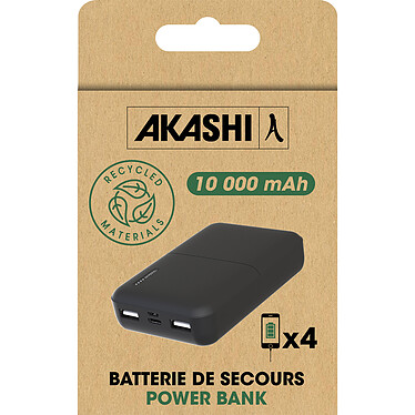 Acheter Akashi Batterie de Secours 10000 mAh Eco (Noir)