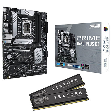 ASUS PRIME B660-PLUS D4 + Textorm 32 Go (2 x 16 Go ) DDR4 3600 MHz CL18