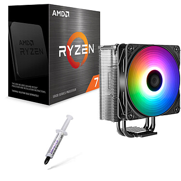 AMD Ryzen 7 5700X (3.4 GHz / 4.6 GHz) + Fox Spirit Cold Snap VT120 A-RGB + Zalman ZM-STC9  Processeur 8-Core 16-Threads socket AM4 avec ventirad ARGB et pâte thermique haute performance