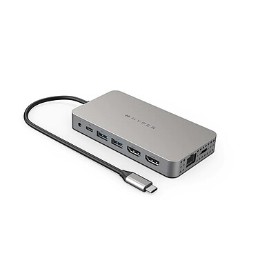 Hyper Hub Dual USB-C 10-en-1 4K HDMI - HyperDrive - Plata