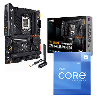 Kit Upgrade PC Core i5-12600K ASUS TUF GAMING Z690-PLUS WIFI D4 Carte mère Socket 1700 Intel Z690 Express + CPU Intel Core i5-12600K (3.7 GHz / 4.9 GHz)