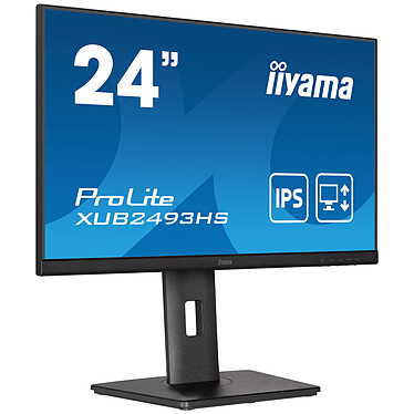 iiyama 23.8" LED - ProLite XUB2493HS-B5 1920 x 1080 pixels - 4 ms (gris à gris) - Format large 16/9 - Dalle IPS - HDMI/DisplayPort - Pivot - Noir