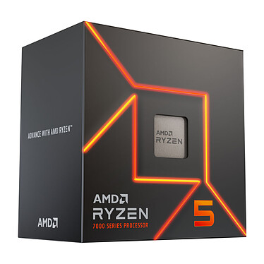 AMD Ryzen 5 7600 Wraith Stealth (3.8 GHz / 5.1 GHz) Processeur 6-Core 12-Threads socket AM5 GameCache 38 Mo 5 nm TDP 65W (version boîte avec ventilateur - garantie constructeur 3 ans)