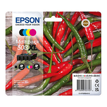 Epson Multipack Piment 503XL Pack de 4 cartouches d'encre couleurs d'encre cyan, magenta, jaune, noir (28.4 ml)
