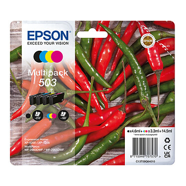 Epson Multipack Guindilla 503 Paquete de 4 cartuchos de tinta de color cian, magenta, amarillo y negro (14,5 ml)