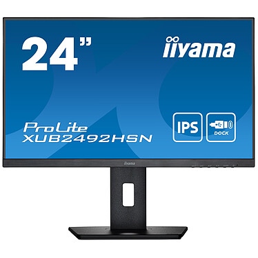iiyama 24" LED - ProLite XUB2492HSN-B5 1920 x 1080 pixels - 4 ms (gris à gris) - Format 16/9 - Dalle IPS - 75 Hz - HDMI/DisplayPort/USB-C - Hub USB 3.0 - Ethernet - Pivot - Noir