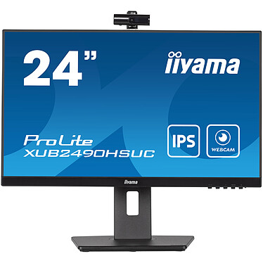 iiyama 23.8" LED - ProLite XUB2490HSUC-B5 Ecran PC Full HD 1080p - 1920 x 1080 pixels - 4 ms - Format large 16/9 - Dalle IPS - DisplayPort/HDMI/VGA - Pivot - Webcam - Haut-parleurs - Noir