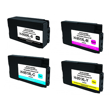 H-950XL/H-951XL 4-Cartridge Pack for HP 950XL and HP 951XL (Black/Cyan/Magneta/Yellow)