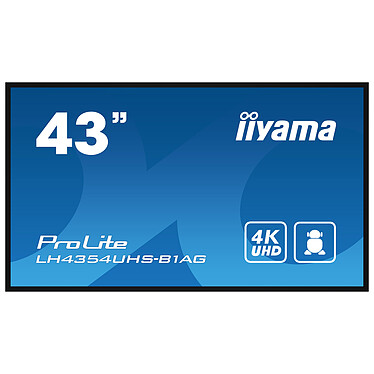 iiyama 42.5" LED - ProLite LH4354UHS-B1AG 3840 x 2160 pixels 16:9 - IPS - 1200:1 - 500 cd/m² - 8 ms - Android OS - HDMI/DisplayPort/DVI/VGA - Ethernet - Wi-Fi - Haut-parleurs intégrés - 24/7 - Noir