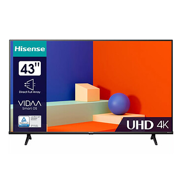 Hisense 43A6K Téléviseur LED 4K UHD 43" (109 cm) 16/9 - Dolby Vision/HDR10+ - Wi-Fi/Bluetooth - Son 2.0 14W