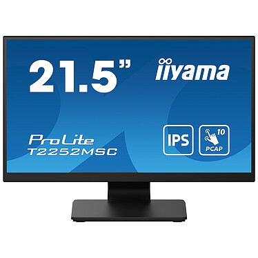 iiyama 21.5" LED Tactile - ProLite T2252MSC-B2 1920 x 1080 pixels - Tactile MultiTouch - 5 ms (gris à gris) - Format large 16/9 - Dalle IPS - HDMI/DisplayPort - Noir
