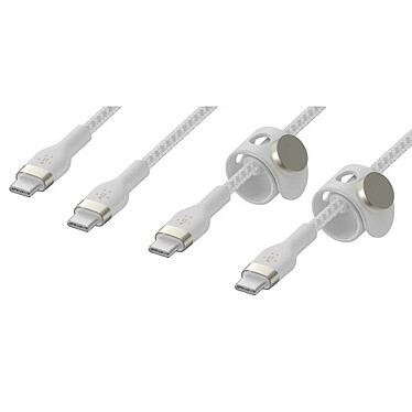 Belkin 2x Boost Charge Pro Flex Cavo USB-C a USB-C intrecciato in silicone (bianco) - 1 m