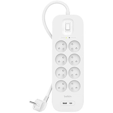Belkin 8 socket surge protector with 1 USB-C and 1 USB-A port