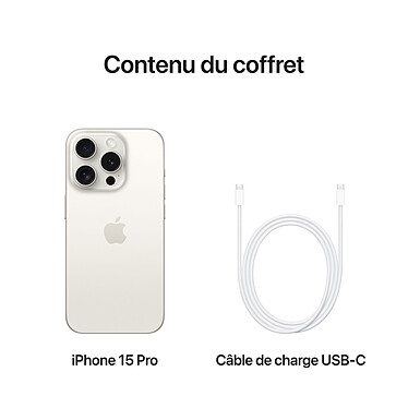 Apple iPhone 15 Pro 256 Go Titane Blanc · Reconditionné pas cher