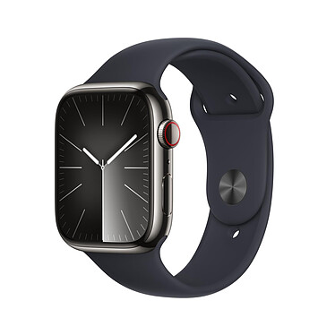 Apple Watch Series 9 GPS + Cellular Acier Inoxydable Graphite Bracelet Sport Band Minuit M/L 45 mm