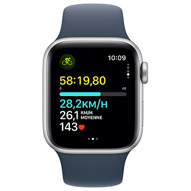 Avis Apple Watch SE GPS (2023) Silver Aluminium Bracelet Sport Band Storm Blue 40 mm - S/M