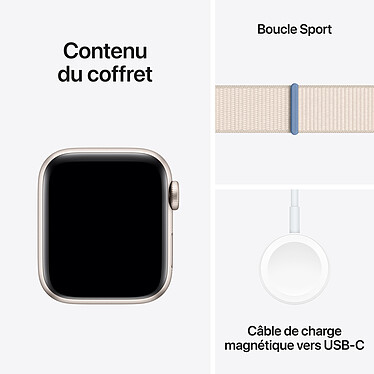 Apple Watch SE GPS (2023) Starlight Aluminium Bracelet Sport Loop Starlight 40 mm pas cher