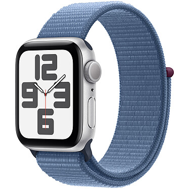 Apple Watch SE GPS (2023) Silver Aluminium Sport Loop Band Storm Blue 40 mm - S/M