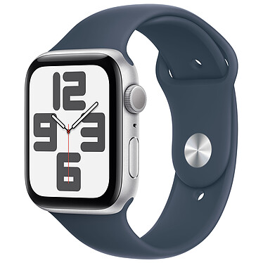 Apple Watch SE GPS (2023) Silver Aluminium Bracelet Sport Band Storm Blue 44 mm - S/M