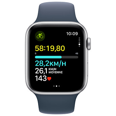 Avis Apple Watch SE GPS (2023) Silver Aluminium Bracelet Sport Band Storm Blue 44 mm - S/M