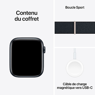 Apple Watch SE GPS (2023) Midnight Aluminium Bracelet Sport Loop Midnight 44 mm pas cher