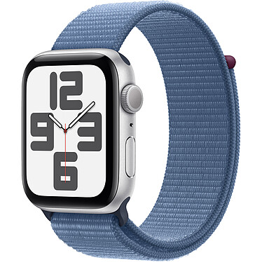 Apple Watch SE GPS (2023) Bracciale Sport Loop in alluminio argento Sport Blu Inverno 44 mm