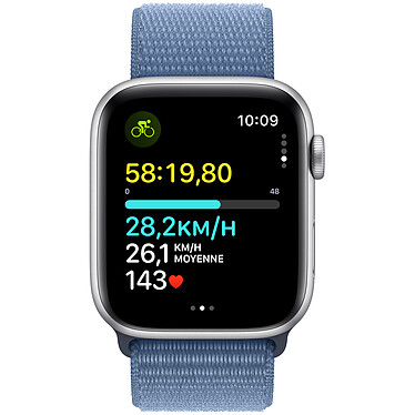 Nota Apple Watch SE GPS (2023) Bracciale Sport Loop in alluminio argento Sport Blu Inverno 44 mm