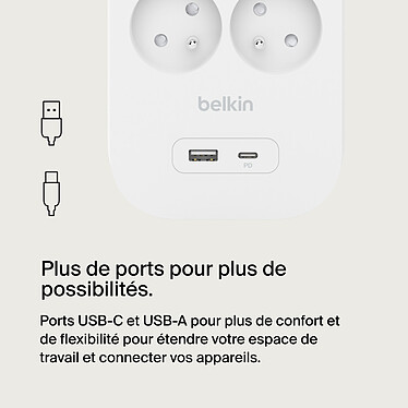 Comprar Protector contra sobretensiones Belkin de 6 tomas con 1 puerto USB-C y 1 puerto USB-A