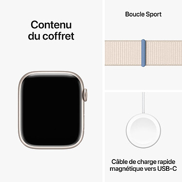 Apple Watch Series 9 GPS Aluminium Lumière Stellaire Boucle Sport 45 mm pas cher