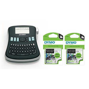 DYMO LabelManager 210D + 2x Rubans D1 Flexibles - noir/blanc 12 mm - 3.5 m Imprimante à étiquettes 9 - 12 mm avec clavier AZERTY + 2x Rubans D1 Flexibles - noir/blanc 12 mm - 3.5 m