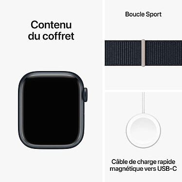 Apple Watch Series 9 GPS Aluminium Minuit Boucle Sport 41 mm pas cher