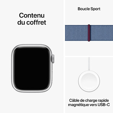 Apple Watch Series 9 GPS + Cellular Aluminium Argent Boucle Sport Bleu 41 mm pas cher