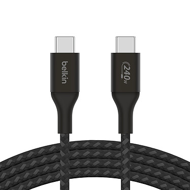 Cable USB-C a USB-C 240W de Belkin - Reforzado (Negro) - 2 m