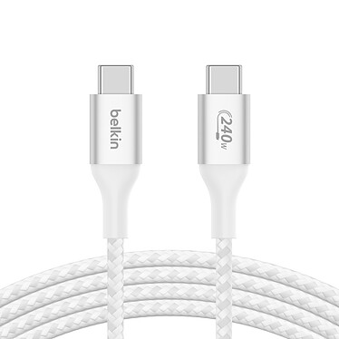 Cable USB-C a USB-C 240W de Belkin - resistente (blanco) - 1 m