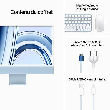 Apple iMac M3 (2023) 24" 8 Go 1 To Bleu (MQRC3FN/A-1TB) pas cher