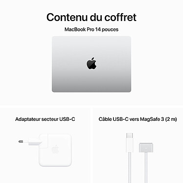 Apple MacBook Pro M3 14" Argent 24Go/512 Go (MR7J3FN/A-24GB-70W) pas cher