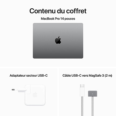 Apple MacBook Pro M3 14" Gris sidéral 16 Go/512 Go (MTL73FN/A-16GB-QWERTY-INT) pas cher