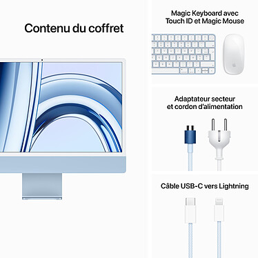 Apple iMac M3 (2023) 24" 8 Go 512 Go Bleu (MQRR3FN/A) pas cher