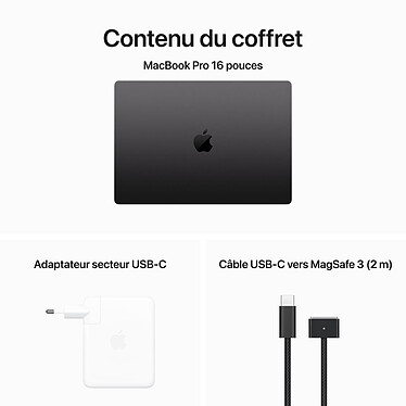 Apple MacBook Pro M3 Max 16" Noir sidéral 128Go/8 To (MUW63FN/A-128GB-8TB) pas cher